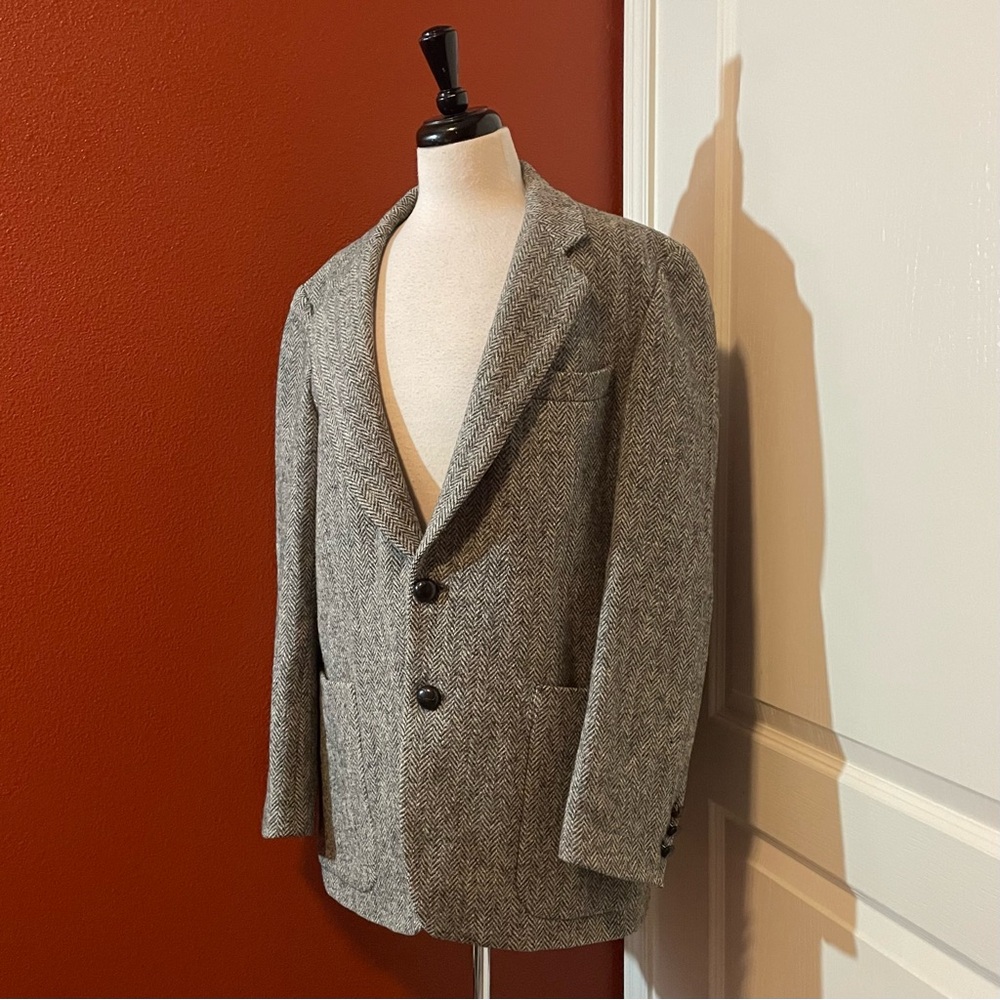 Harris Tweed Men’s Vintage Handwoven Two Button Front Wool Herringbone‎ Blazer